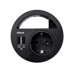 EVOline Circle80 ( 1 эл.роз.+ 2*USB Charger + разъем для вывода проводов), кабель 3 м